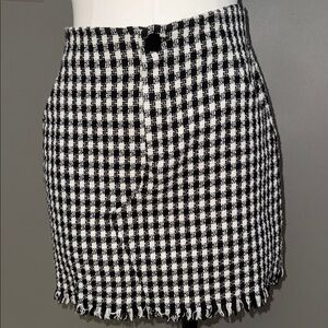 Zara Black and White Houndstooth Mini Skirt